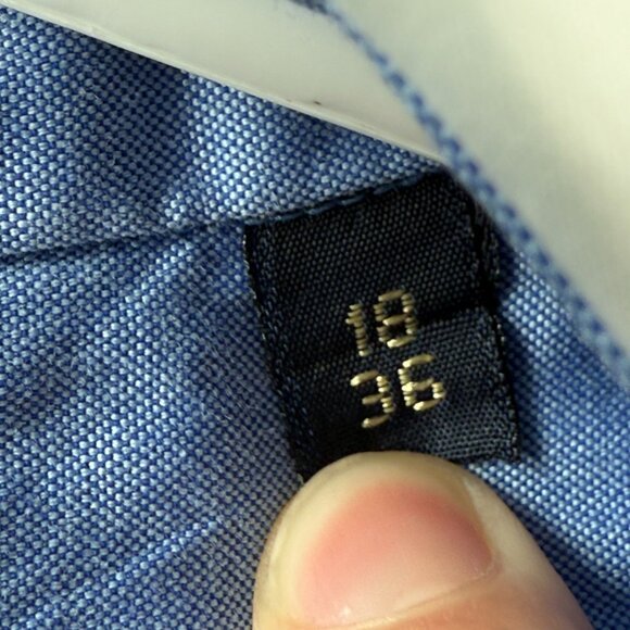 Gitman Bros Contrast Collar Cotton 18 36 Blue Men Shirt Solid Long Sleeve Pocket - Picture 11 of 13